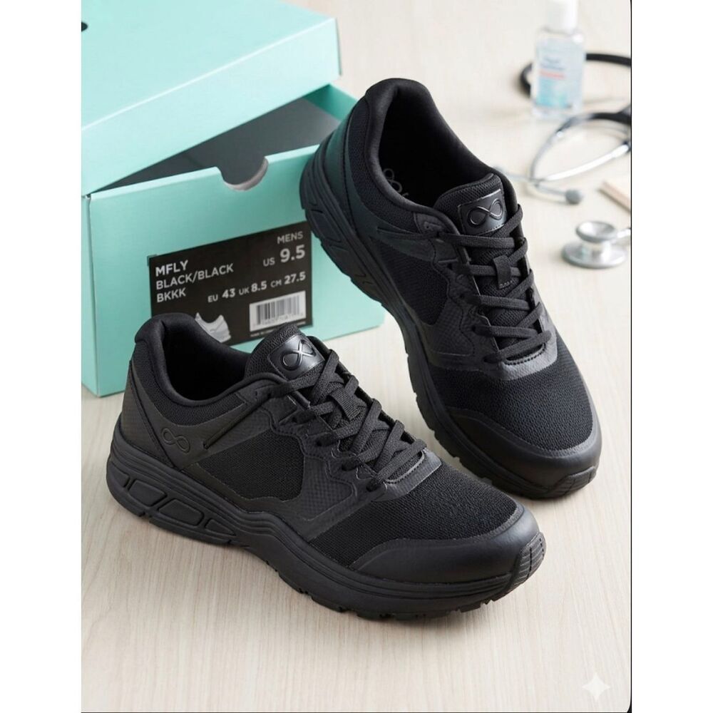 Infinity by Cherokee MFLY Men's Athletic Nursing Shoes - Black Size 9.5 New